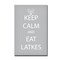 Crafted Creations Gray and White "KEEP CALM AND EAT LATKES" Hanukkah Rectangular Cotton Wall Art Decor 16" x 12"